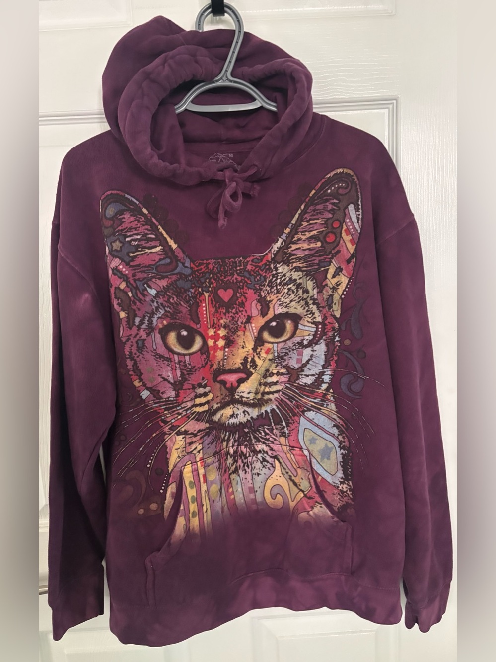 The Mountain Tye Dye  Colourful Cat Face Hoodie